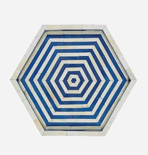 Nivi Bone Inlay Tray with Chevron Pattern