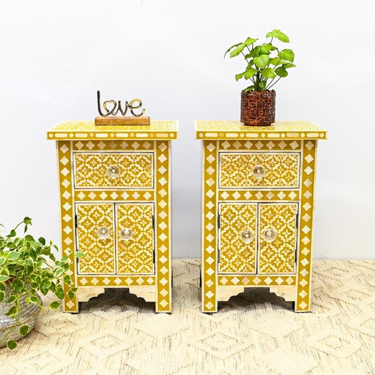 Viny Bone Inlay Bed Side