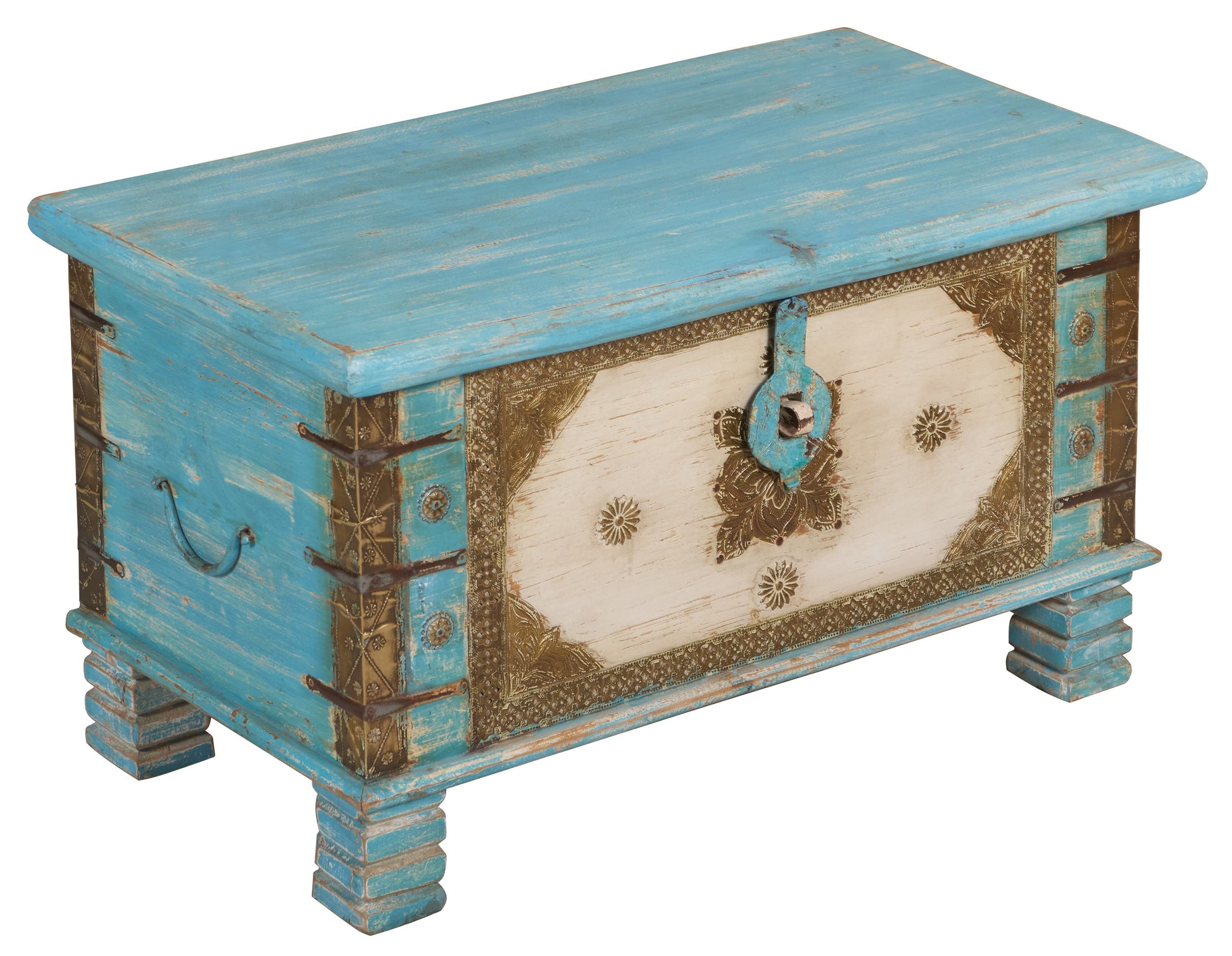 Lisa Vintage Style Brass Fitted Wooden Trunk