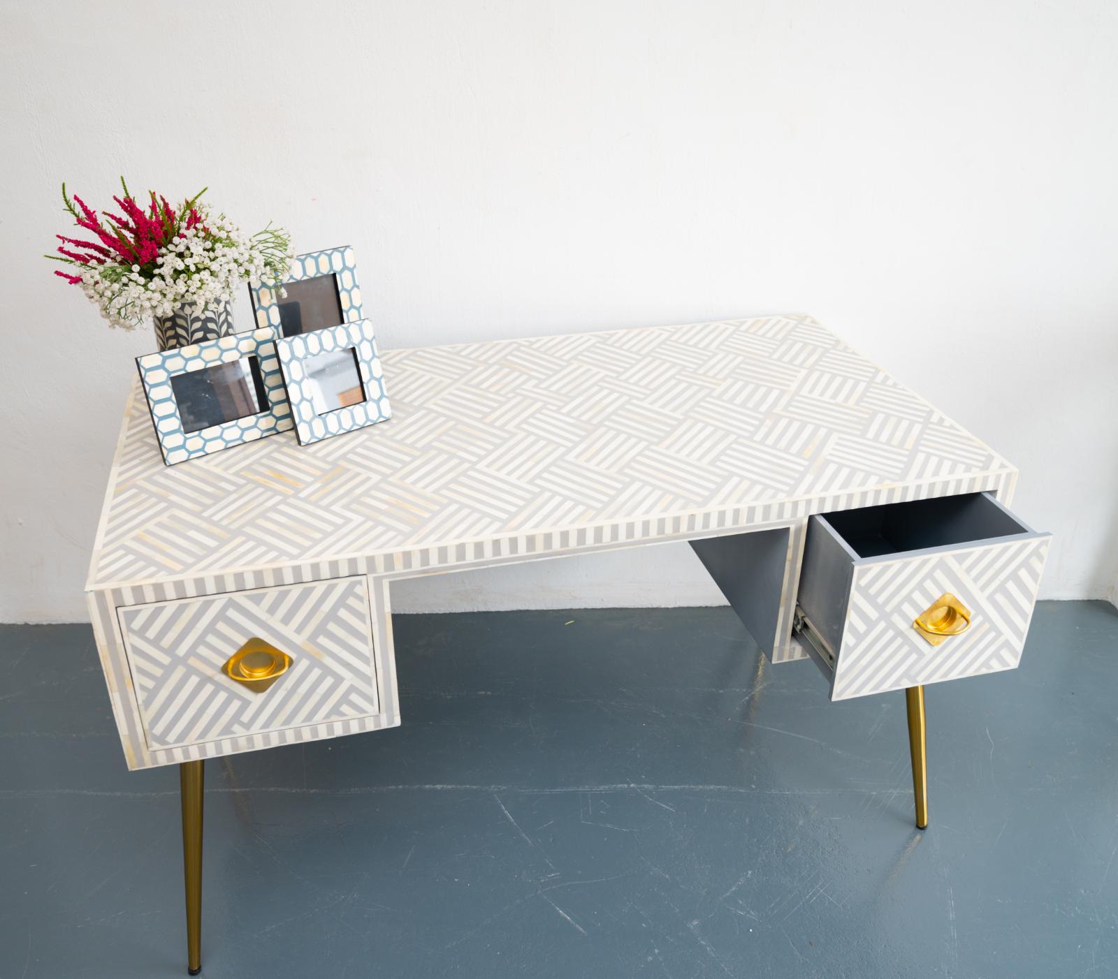 Elli Bone Inlay Work Desk & Chair
