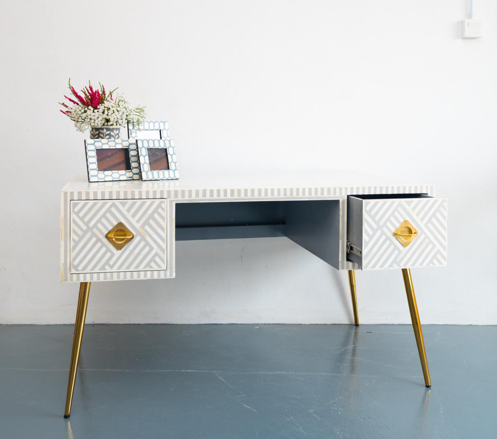 Elli Bone Inlay Work Desk & Chair