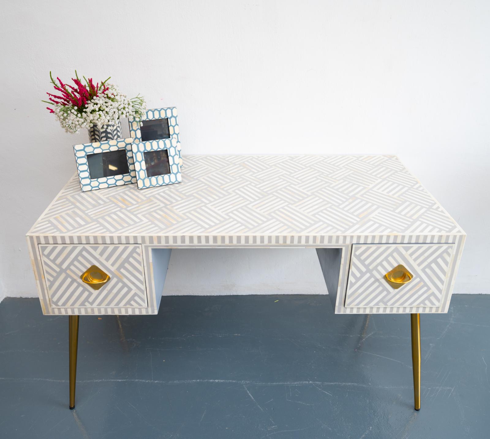 Elli Bone Inlay Work Desk & Chair