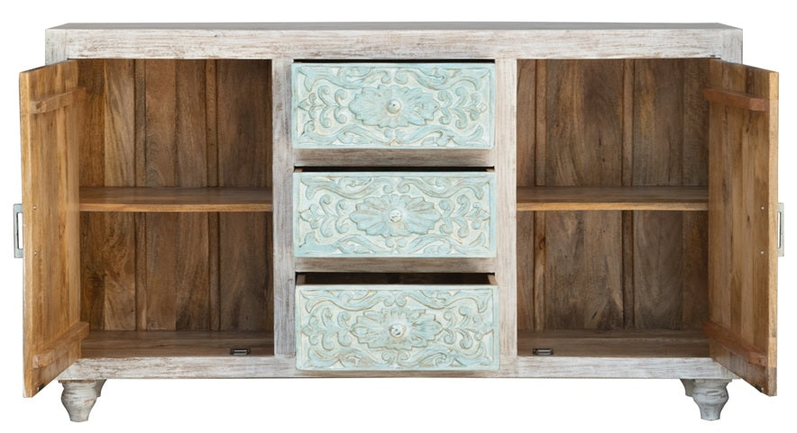 Emma Hand Carved Wooden Side Board