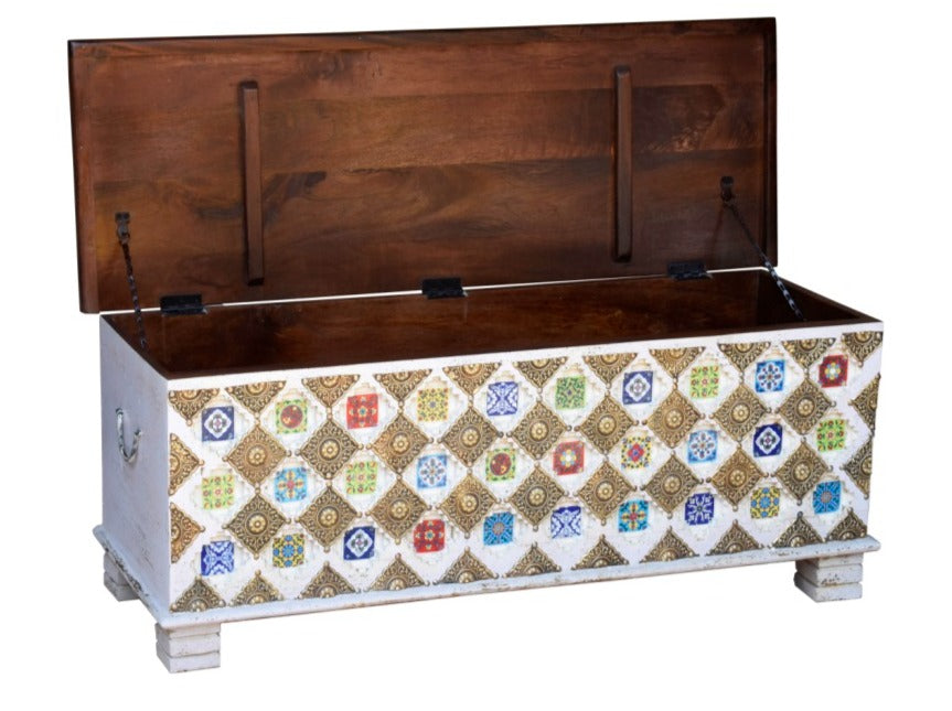 Cameron Carved Wooden Storage Trunk