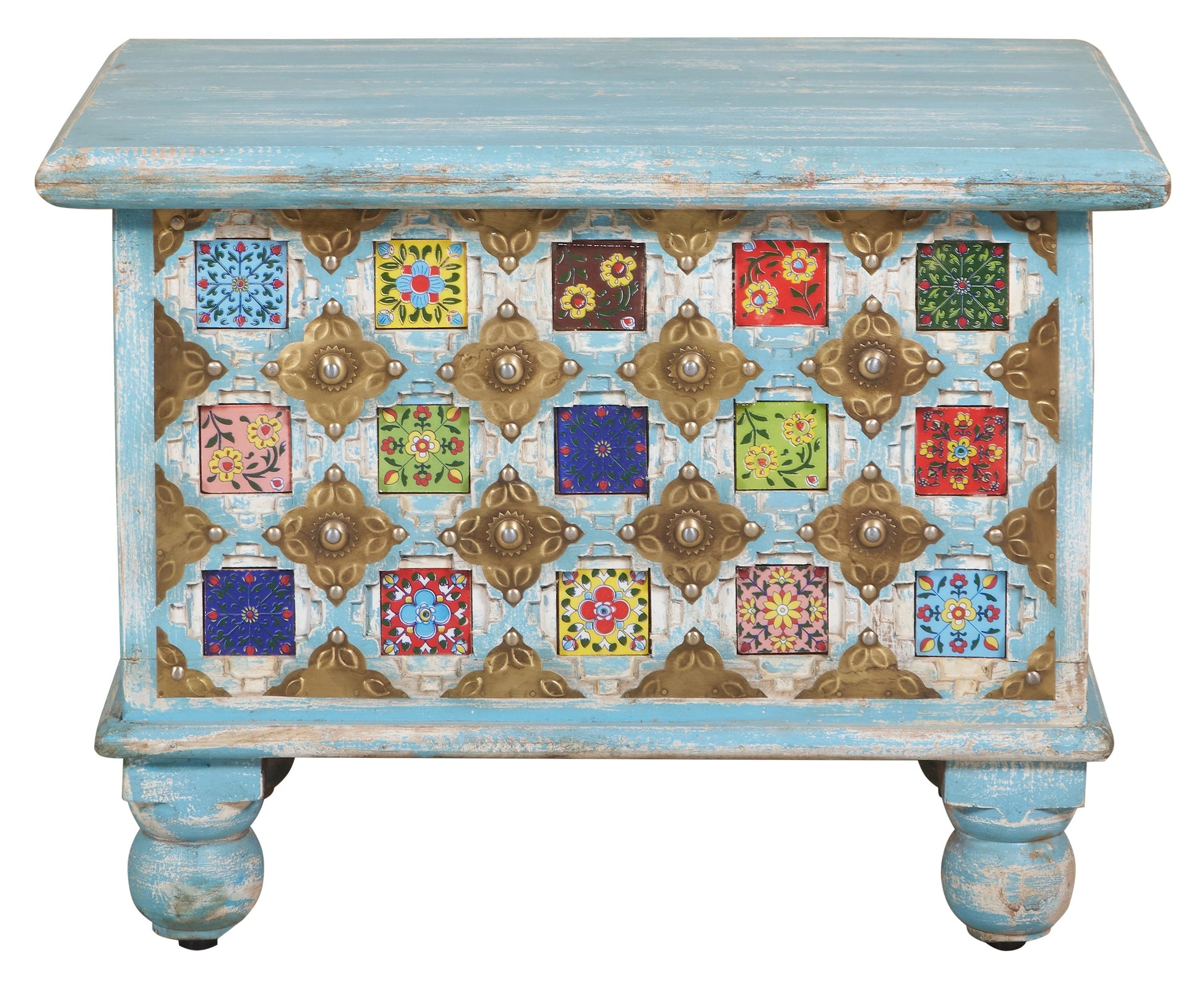 Zoya Carved Tile Storage Trunk