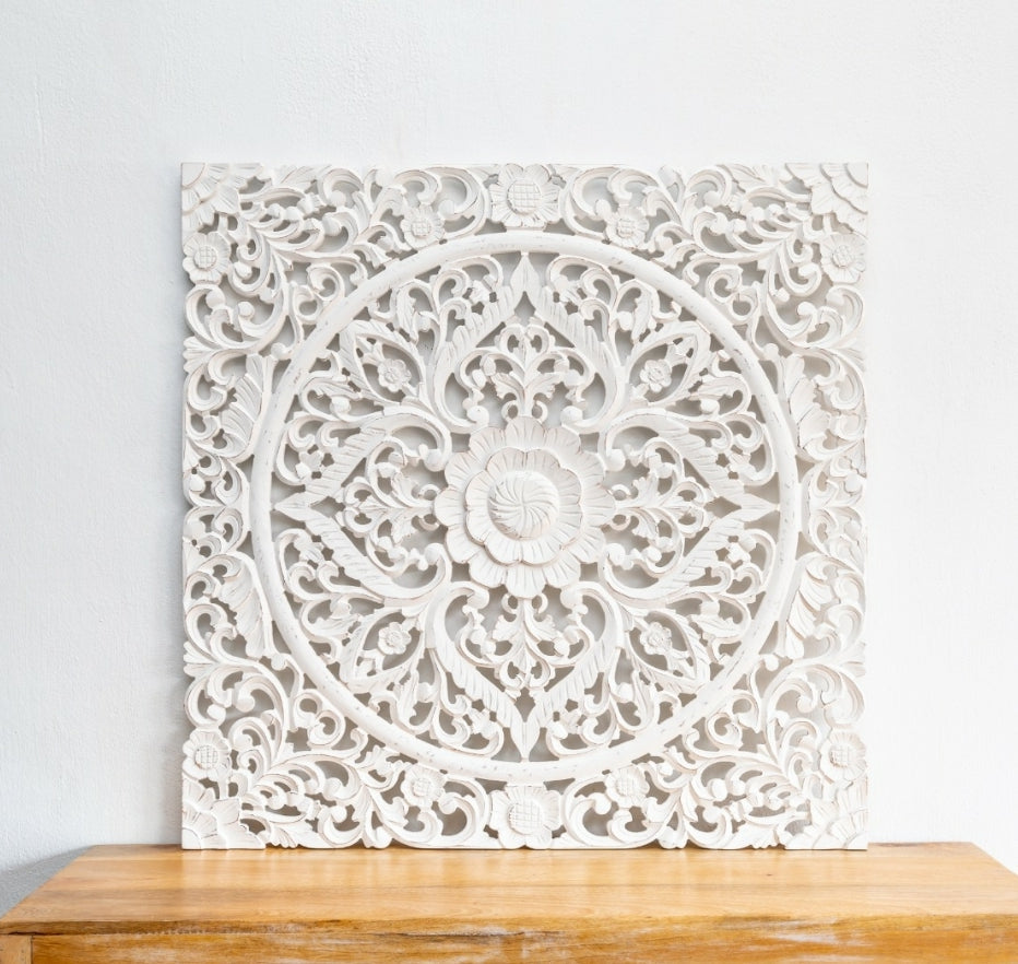 Emily Carved Wall Panel White