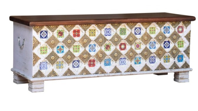 Cameron Carved Wooden Storage Trunk