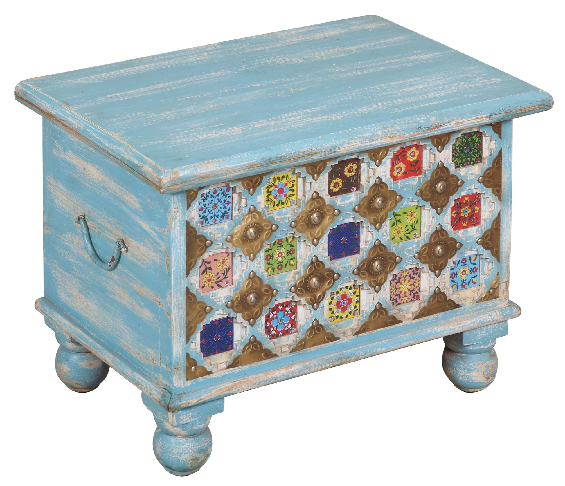 Zoya Carved Tile Storage Trunk