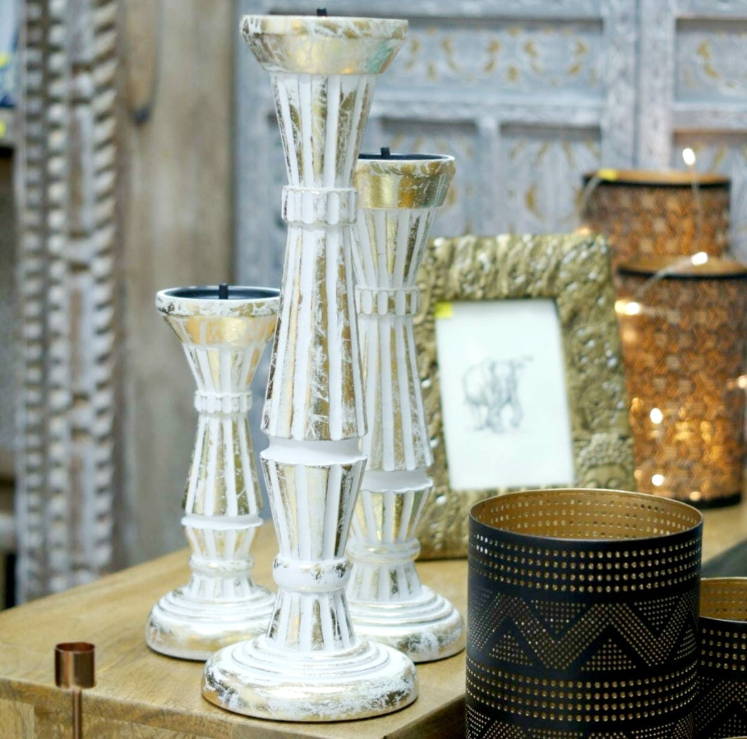 Reign Hand Carved Candle Holder