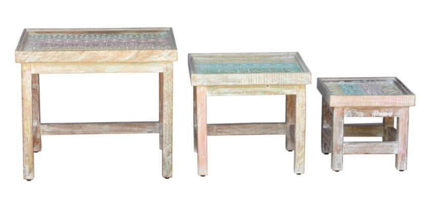 Lyric Wooden Hand Painted Nesting Table