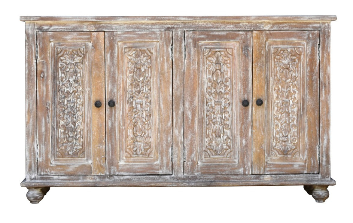 Colin Hand Carved Wooden Shoe Cabinet