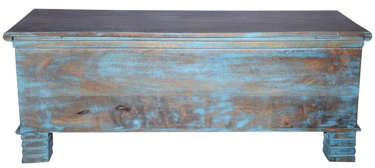 Ample Carved Wooden Storage Trunk