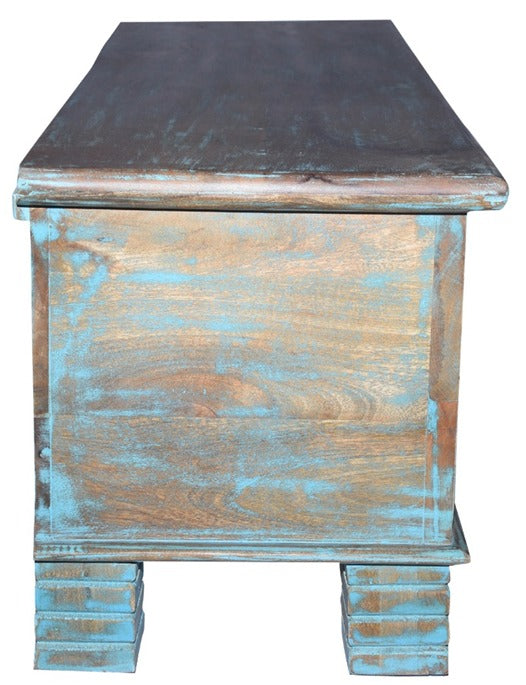 Ample Carved Wooden Storage Trunk