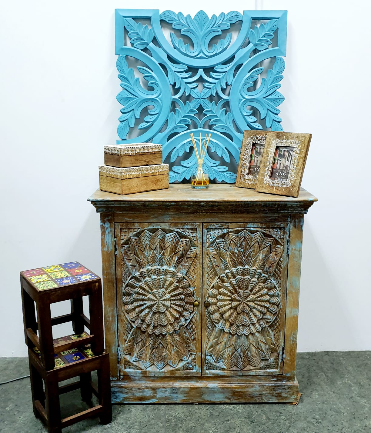 Annika Wooden Carved Cabinet