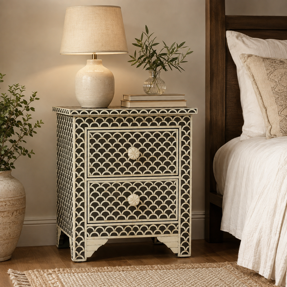 Gow Bone Inlay Bedside
