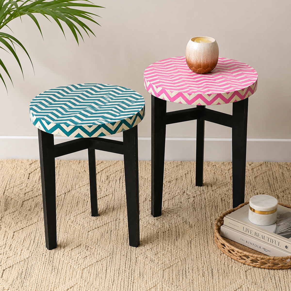 Kael Bone Inlay Stool
