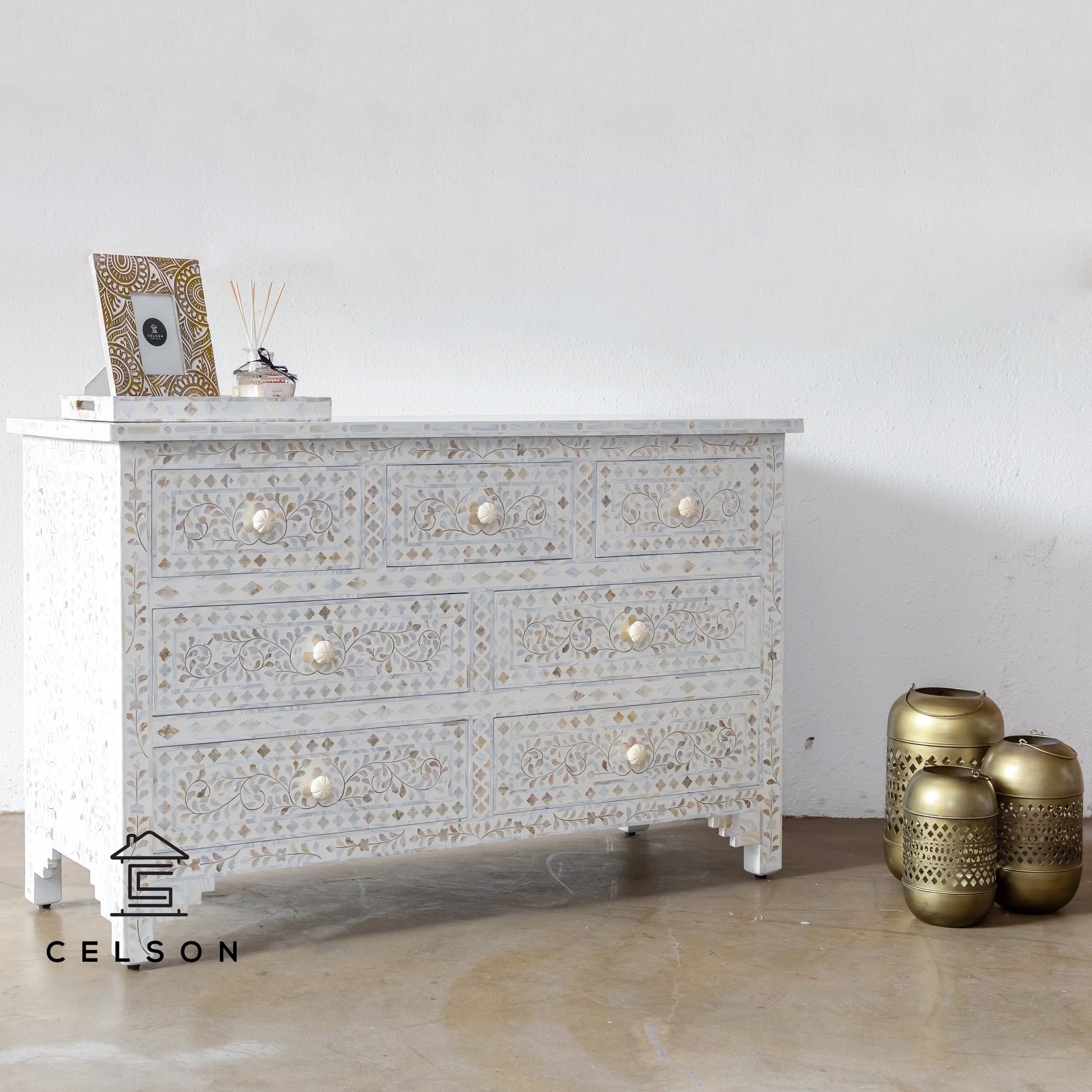 Luca Mother of Pearl Inlay Dresser