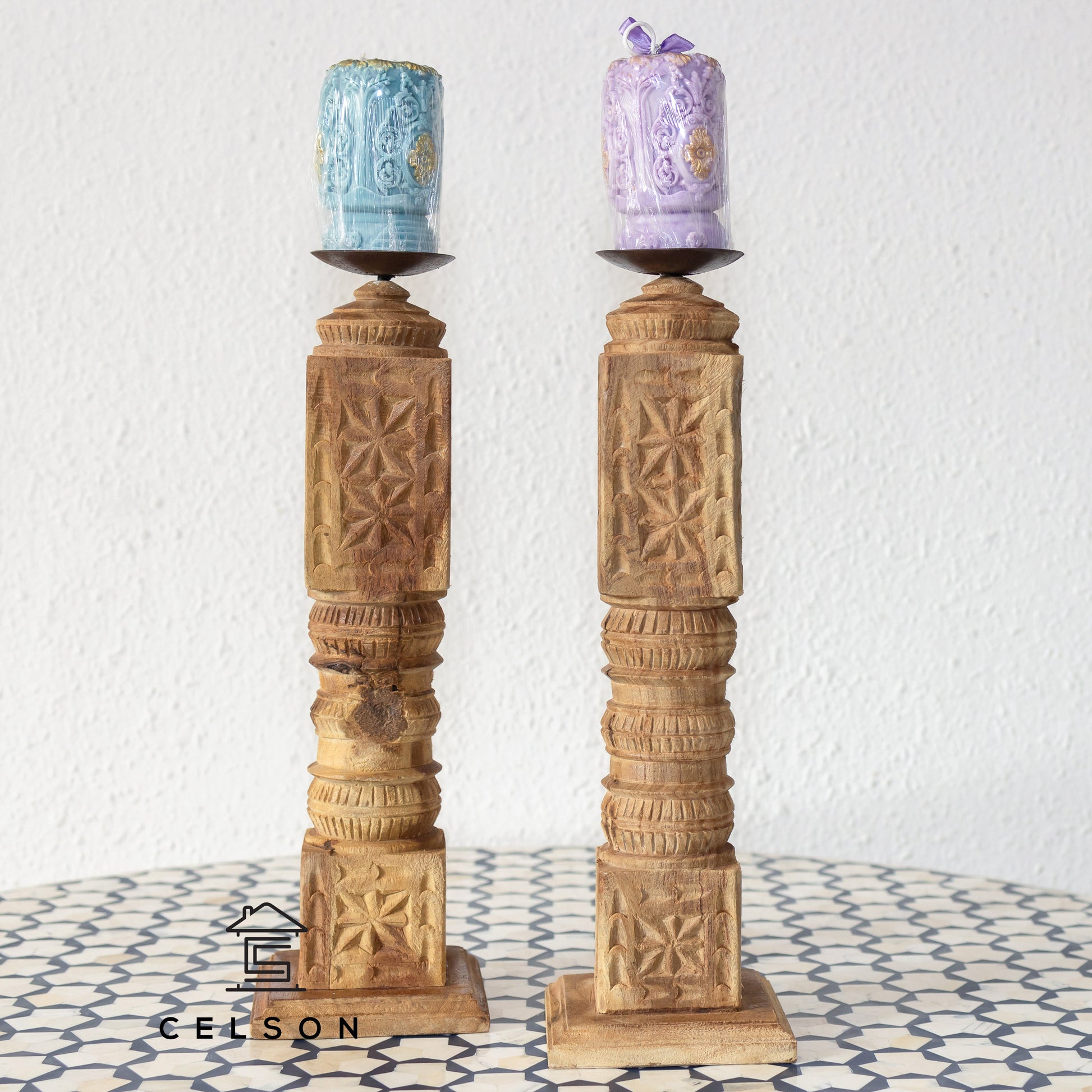 Raghav Wooden Candle Stand