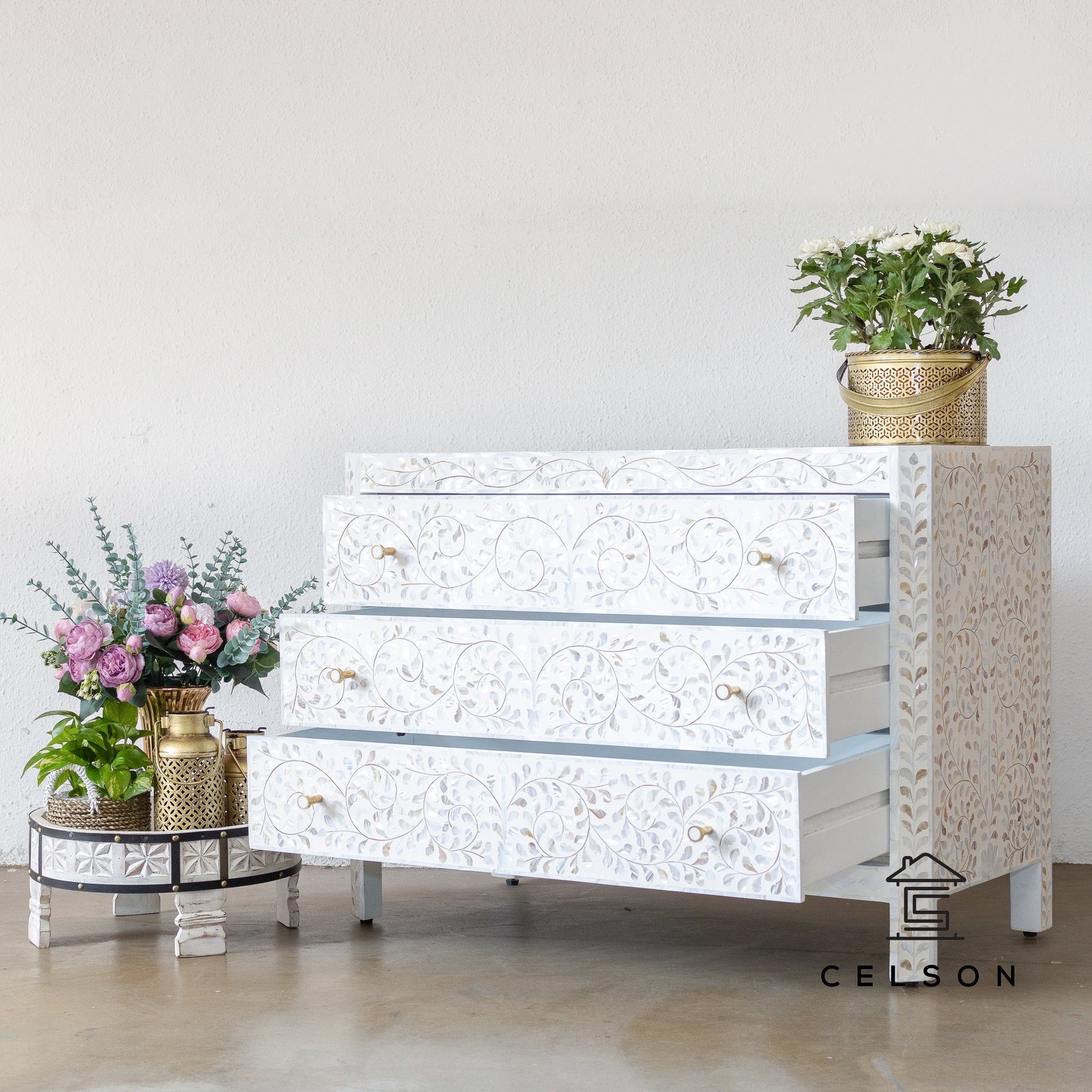 Beenu Mother of Pearl Inlay Chest of Drawer