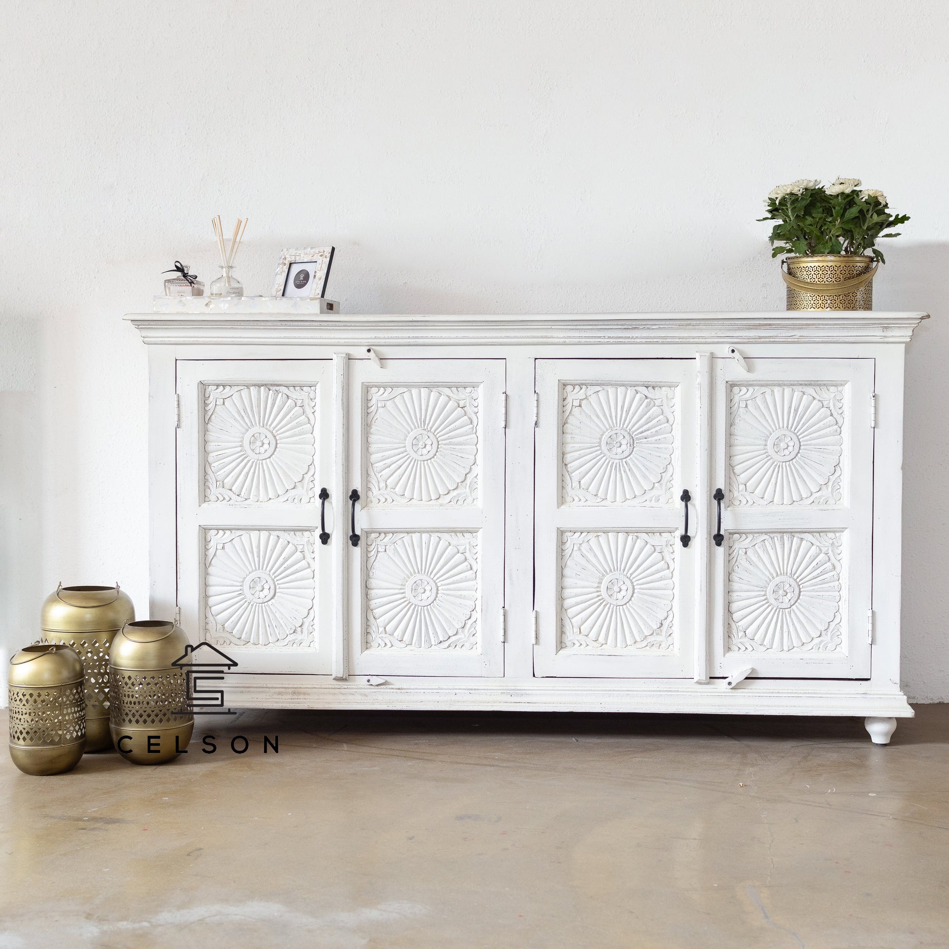 Rima Hand Carved Wooden Sideboard
