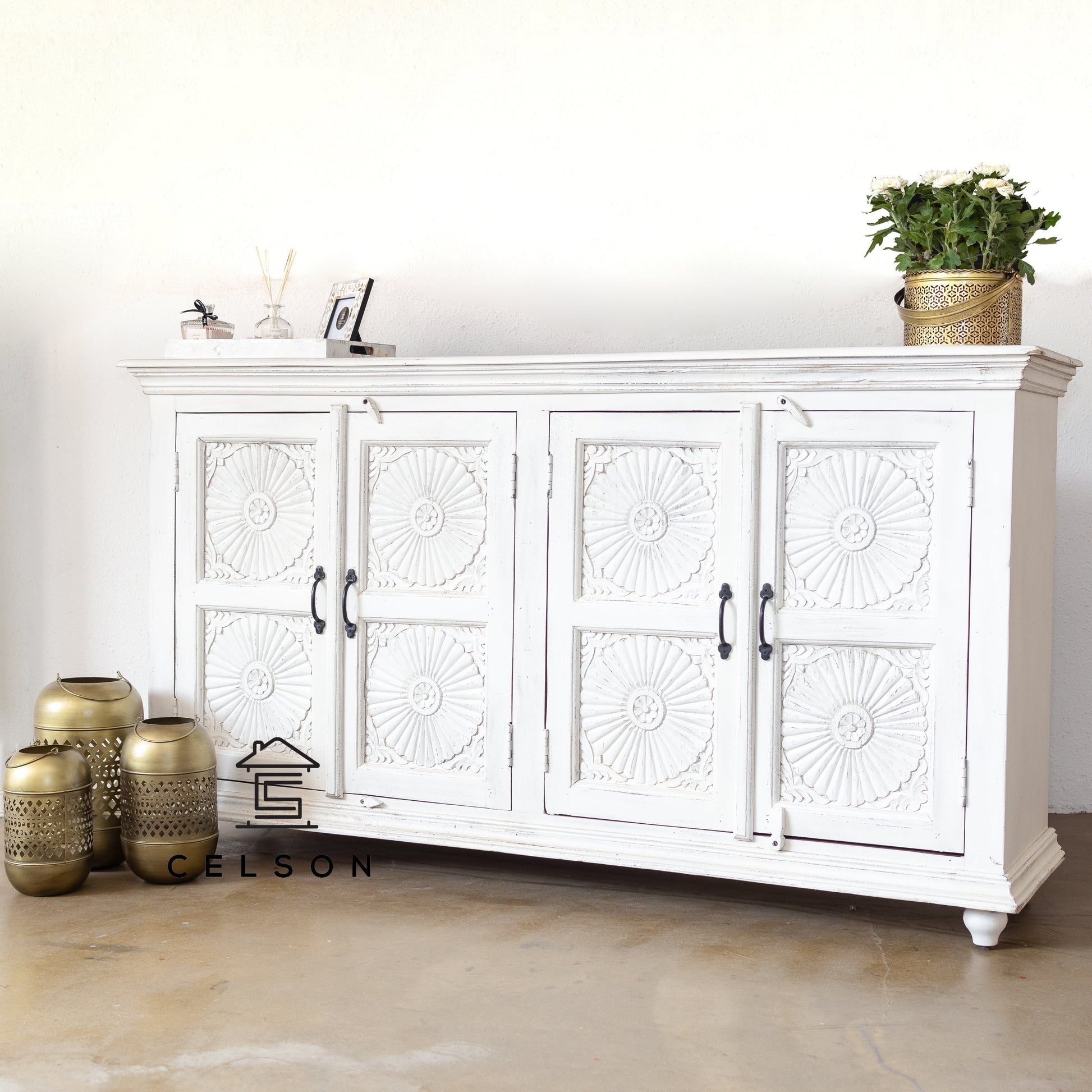 Rima Hand Carved Wooden Sideboard