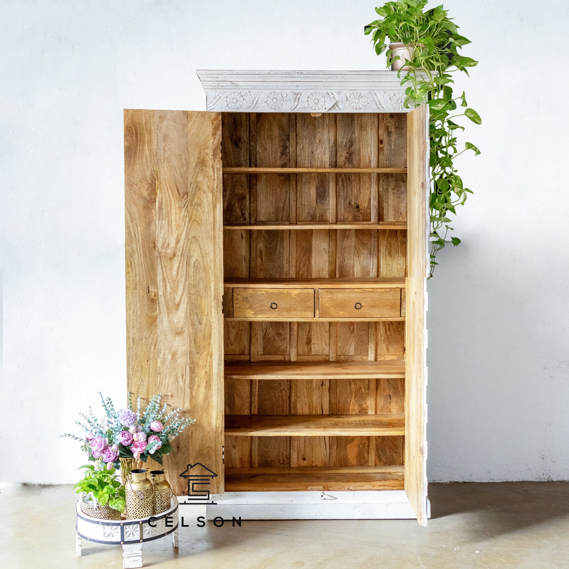 Alisha Hand Carved Almirah