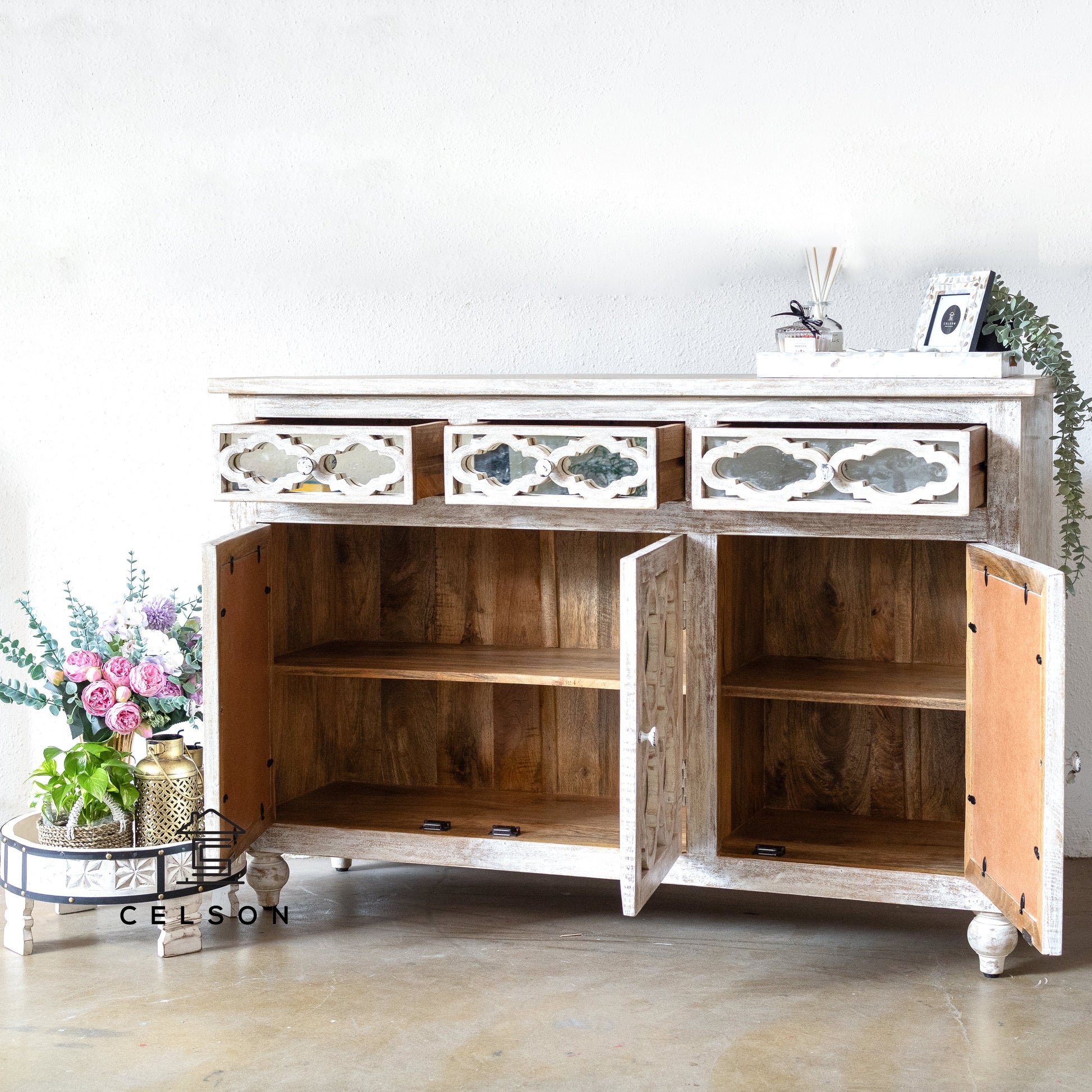 Lee Hand Carved Wooden Sideboard