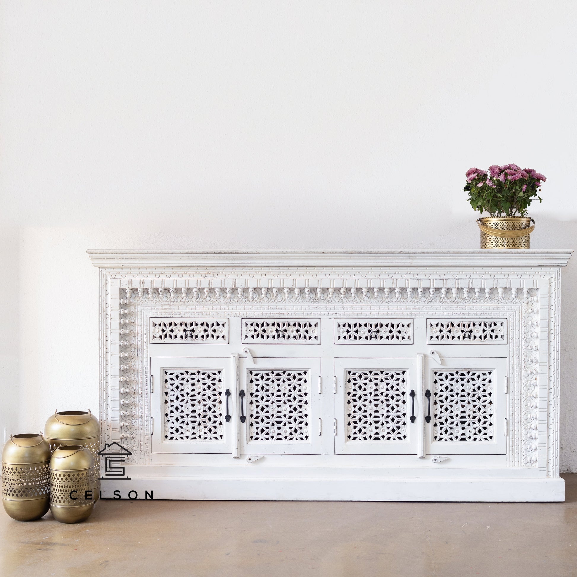 Chen Hand Carved Wooden Sideboard