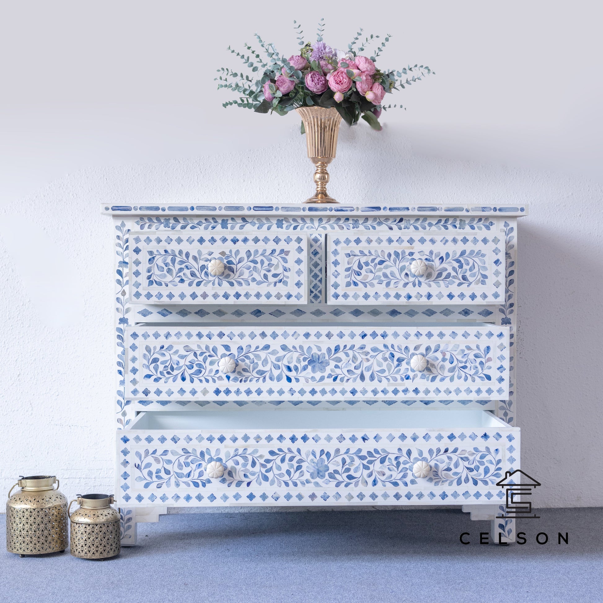 Janina Bone Inlay Chest of Drawer