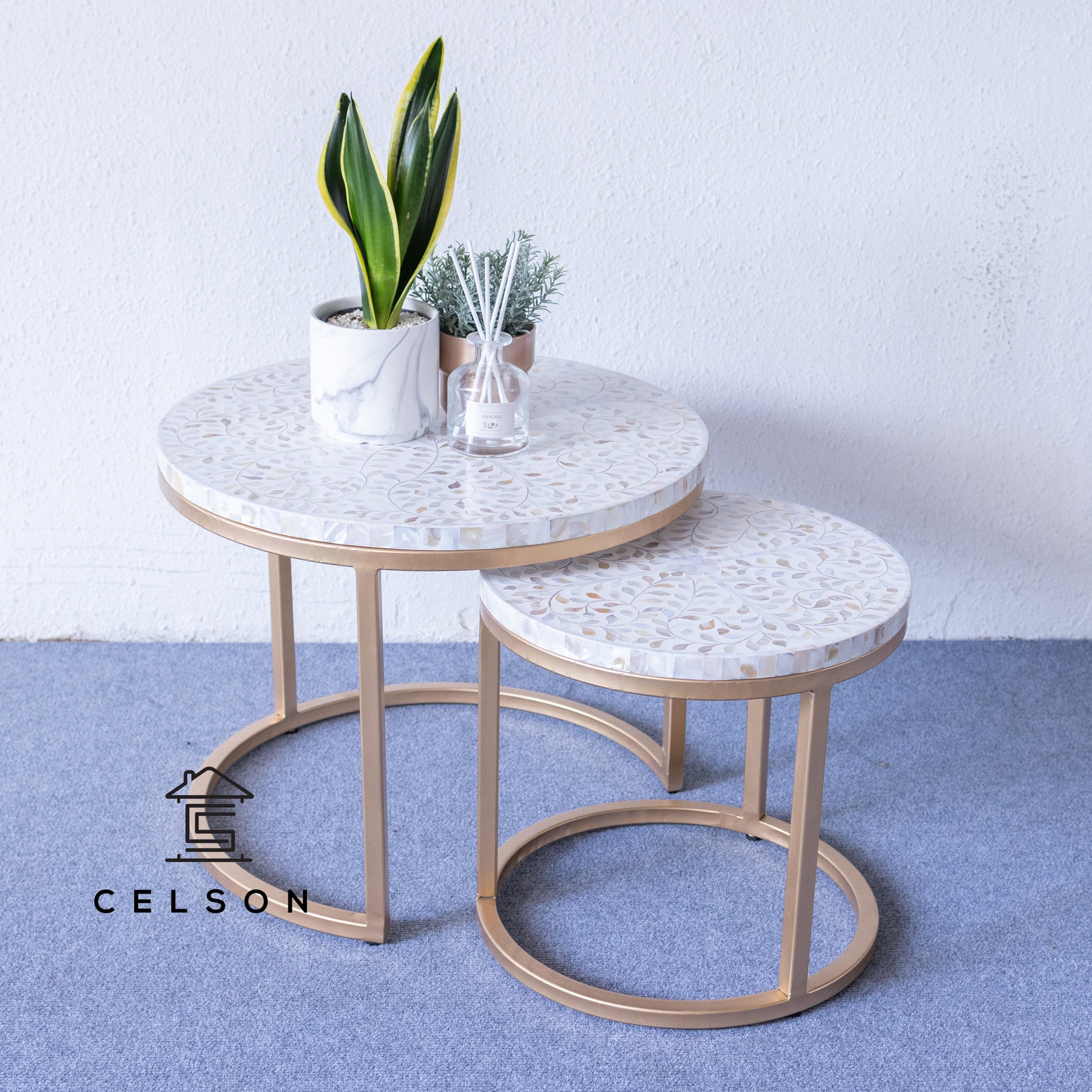 Michelle Nesting Bone Inlay Coffee Table