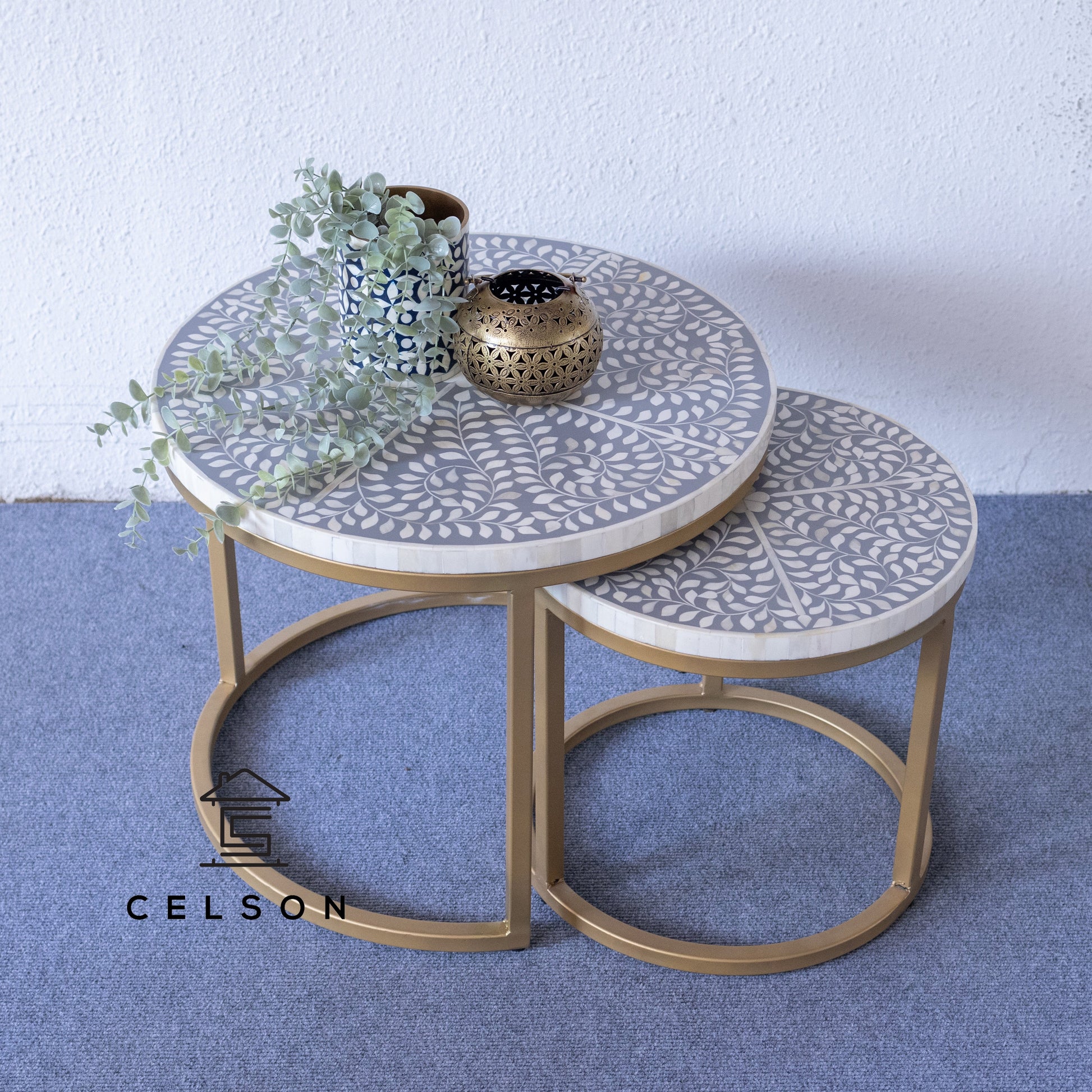 Michelle Nesting Bone Inlay Coffee Table