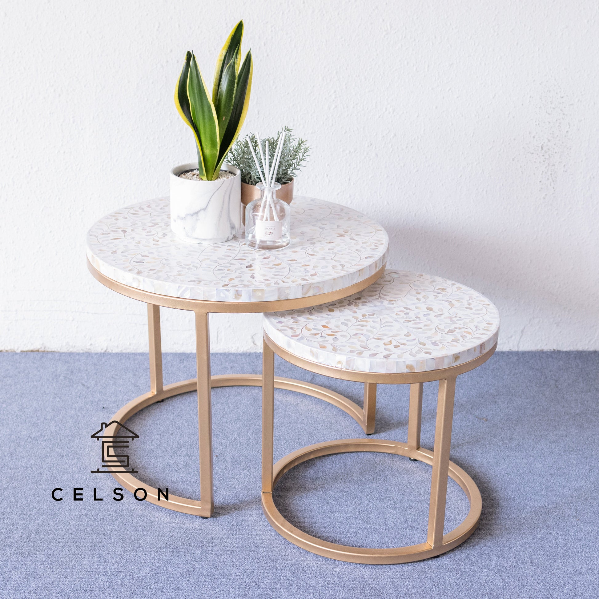 Michelle Nesting Bone Inlay Coffee Table