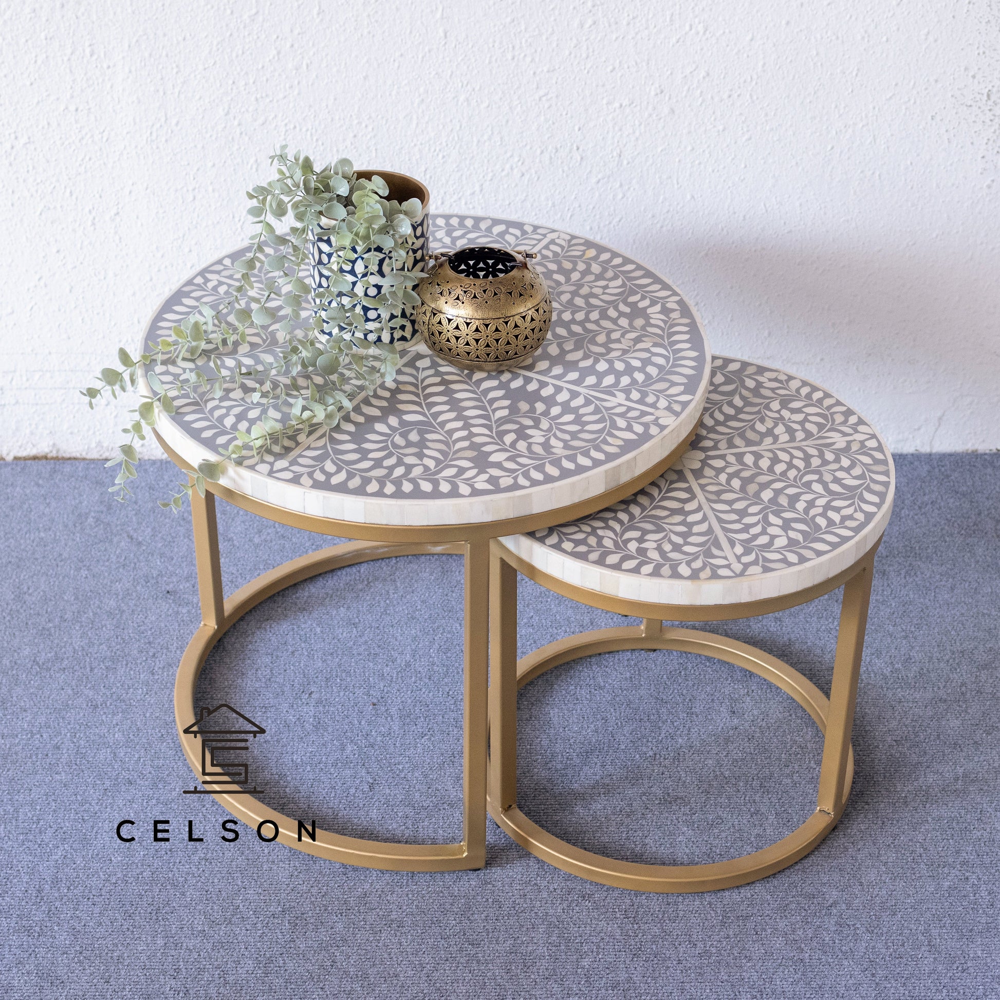 Michelle Nesting Bone Inlay Coffee Table