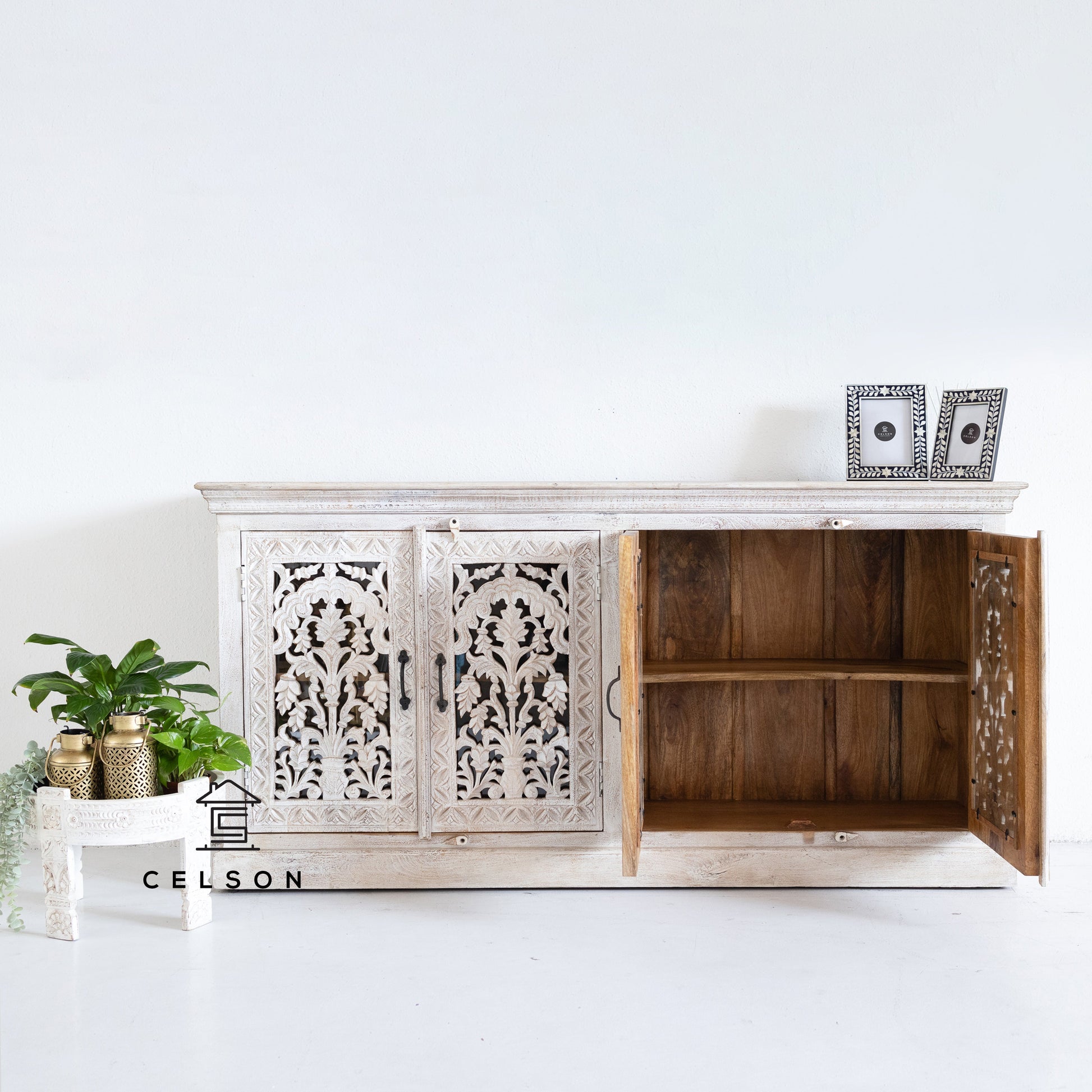 Lisa Hand Carved Wooden Sideboard