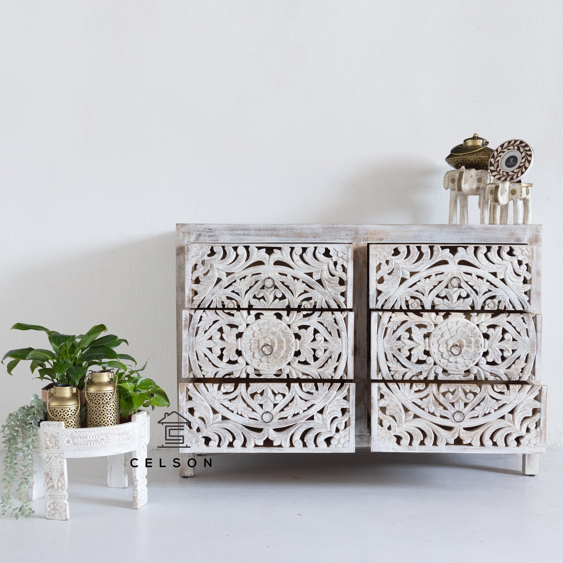 Elyana Carved Wooden Dresser