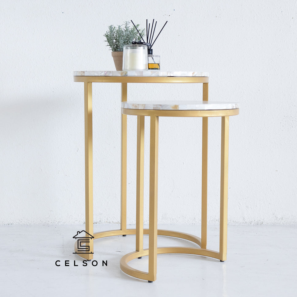 Zayna Mother of Pearl Inlay Nesting Table Set