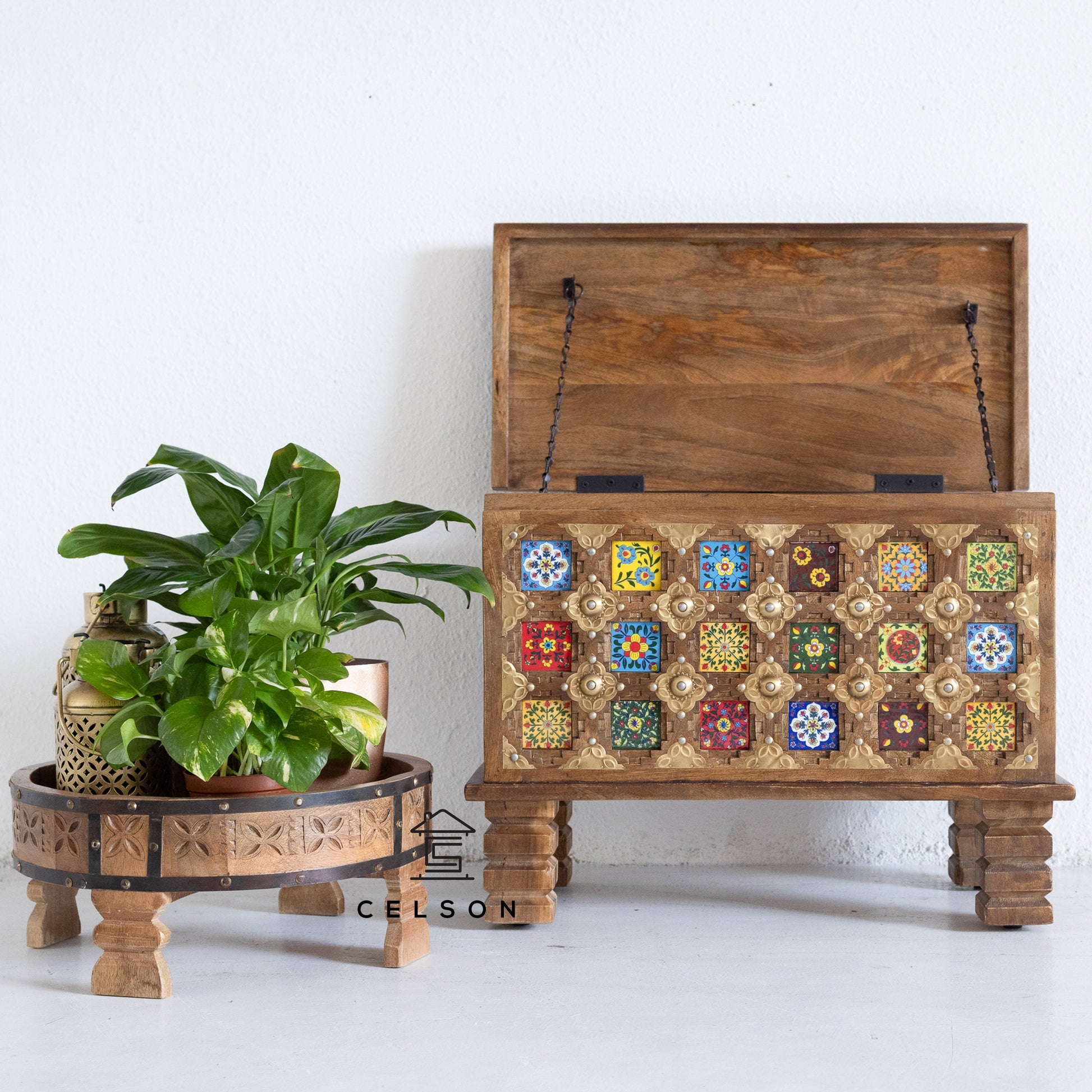 Sharwana Carved Tile Storage Trunk