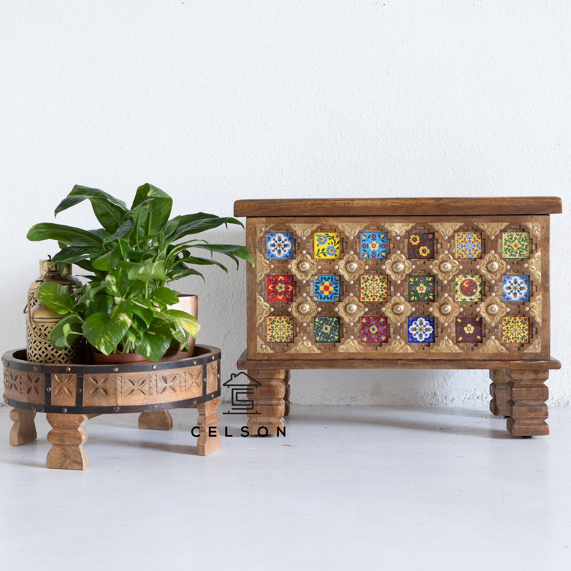 Sharwana Carved Tile Storage Trunk