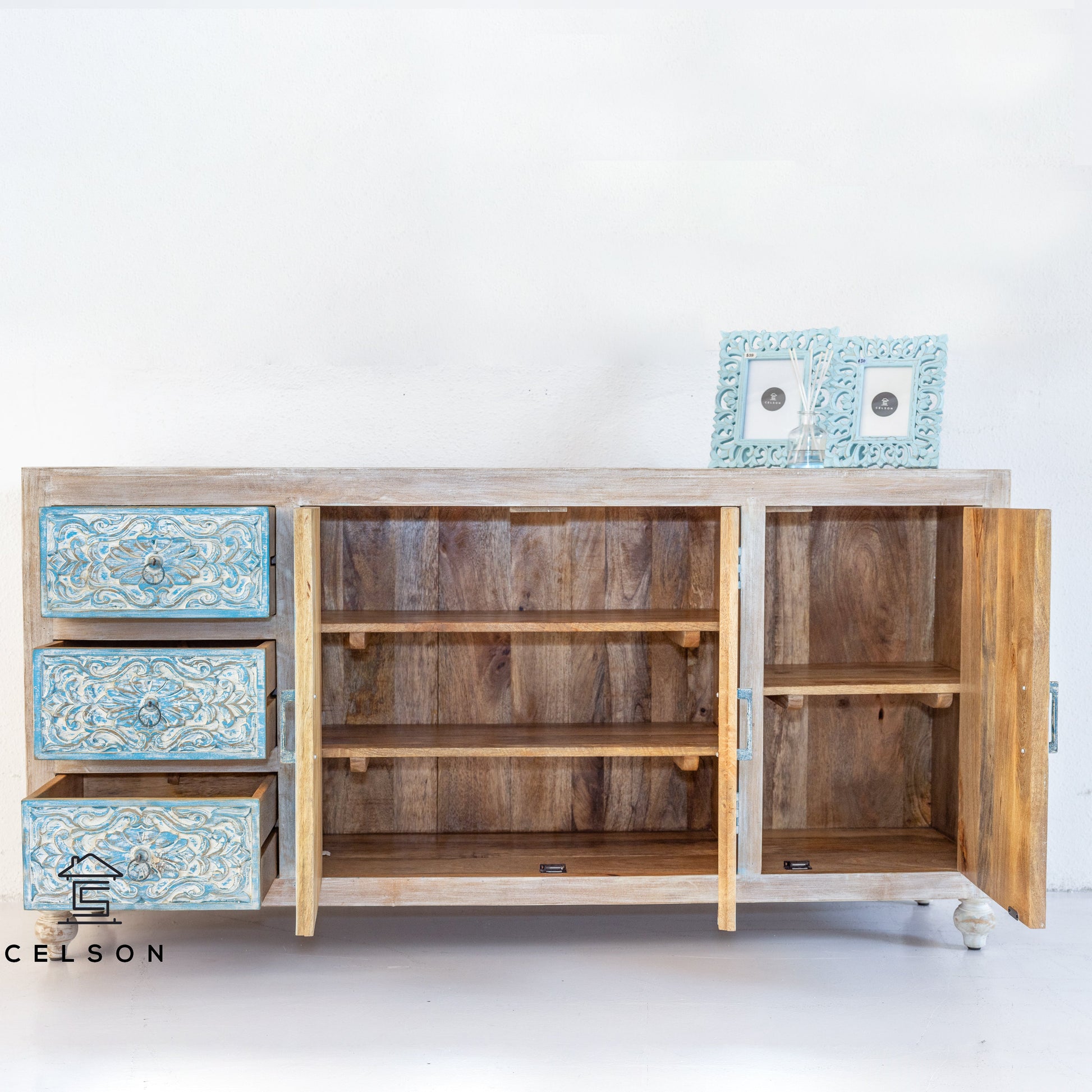 Heidi Hand Carved Wooden Sideboard