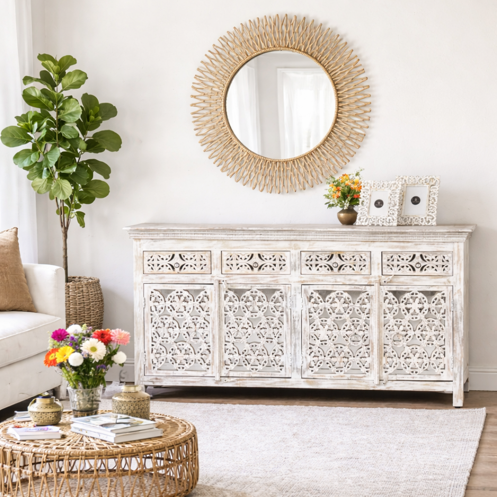 Ciara Carved Wooden SideBoard