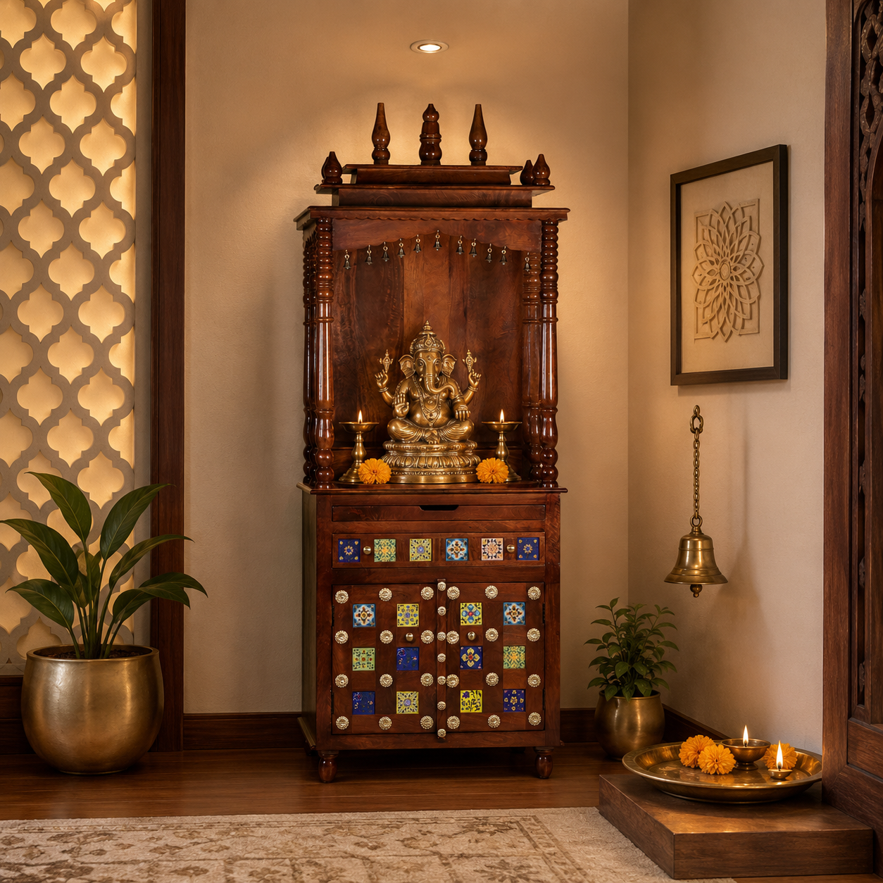 Vidhi Hand Carved Wooden Mandir