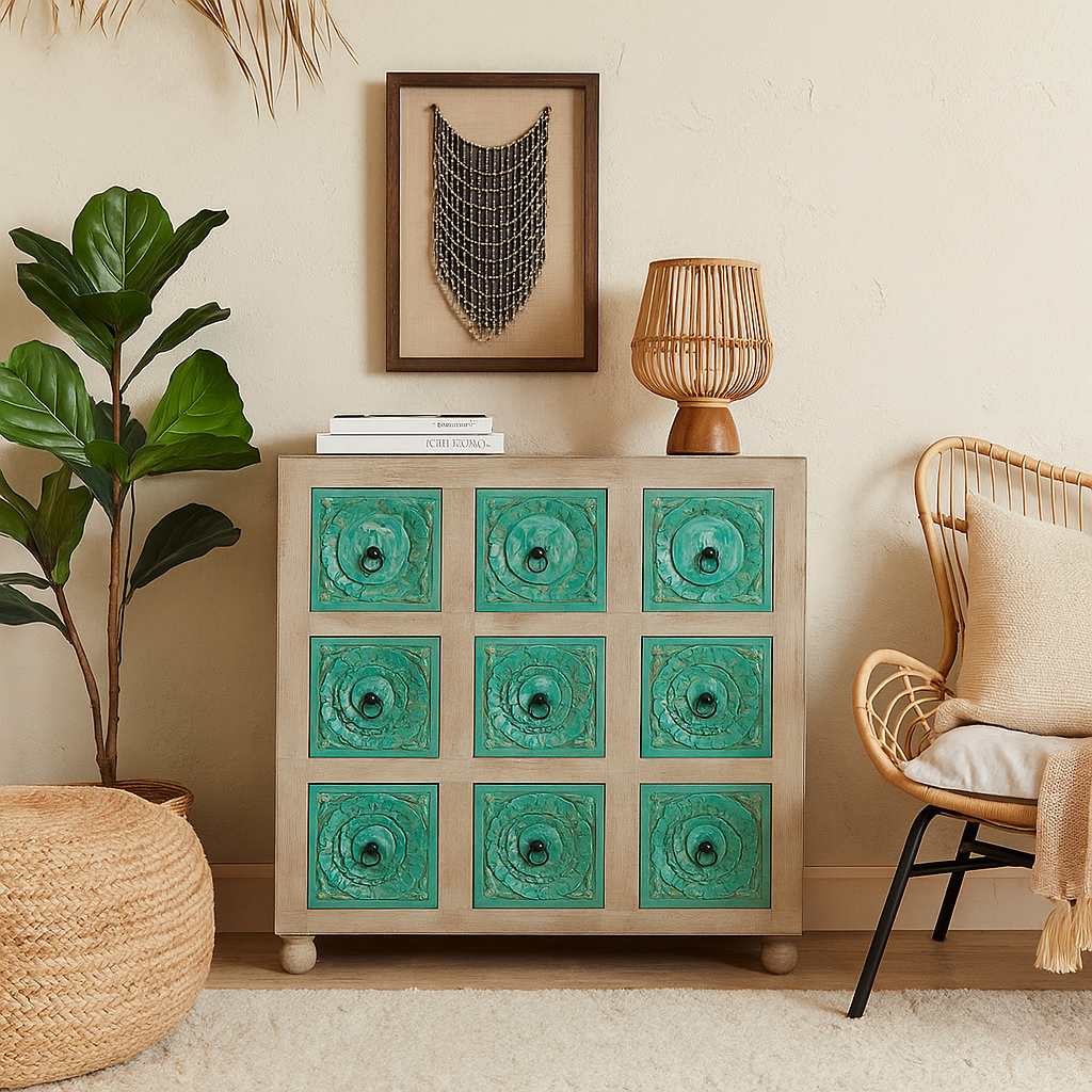 Alan Wooden Carved Dresser