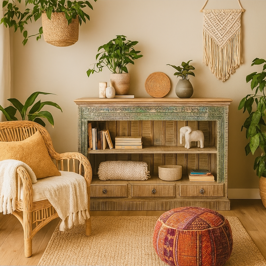 Carly Hand Carved Wooden Console Table