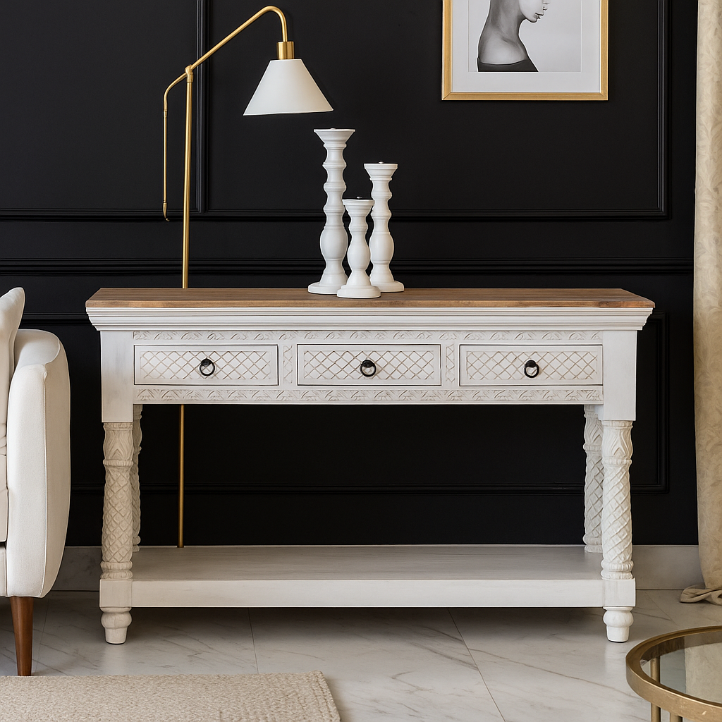 Ali Wooden Hand Carved Console Table
