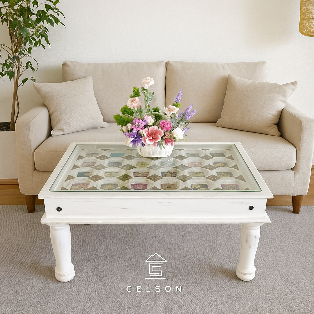 Louis Carved Tile Coffee Table