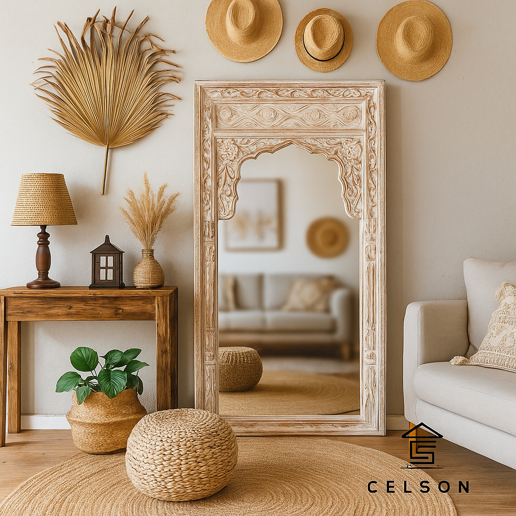 Bharati Hand Carved Wooden Mirror