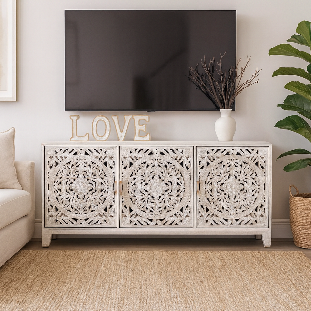 David Wooden Carved TV Cabinet