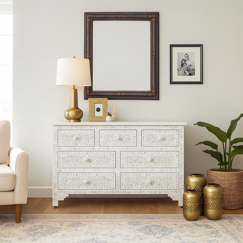 Luca Mother of Pearl Inlay Dresser