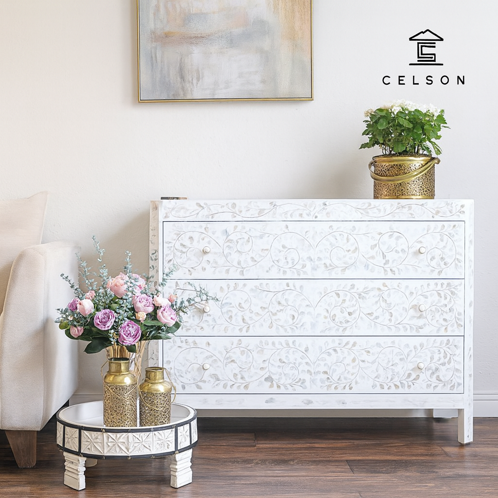 Beenu Mother of Pearl Inlay Chest of Drawer