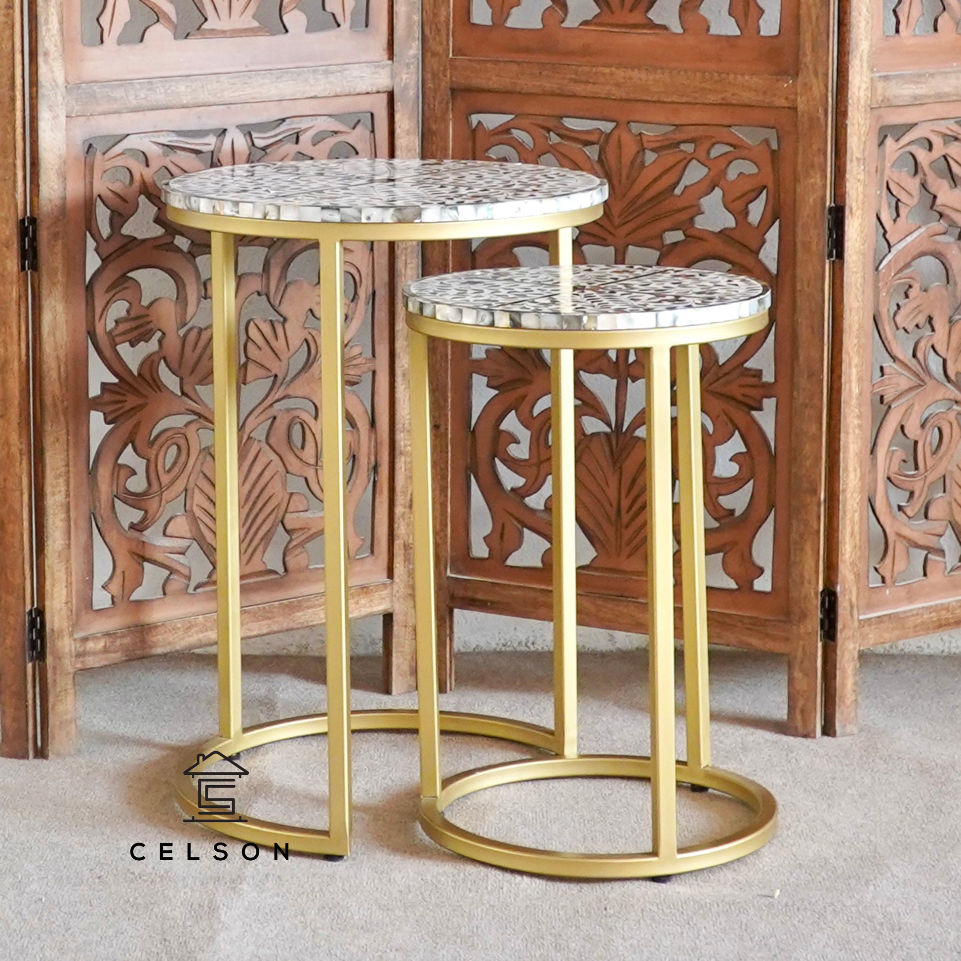 Millu Mother of Pearl Inlay Nesting Tables